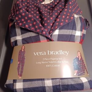 Vera Bradley Black, Red & White Plaid 2-Piece Pajama Set Size Large
